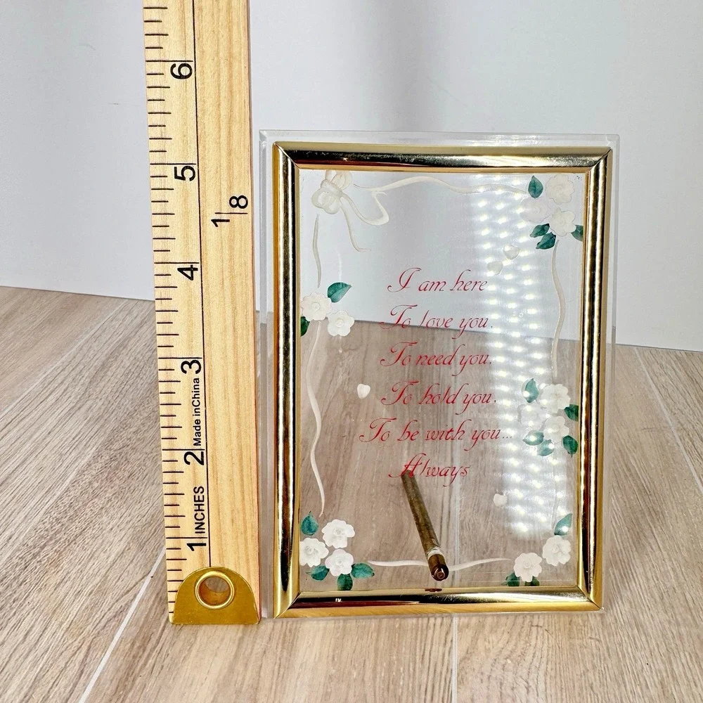 Vintage‎ Gold Glass Frame Romantic Poem Floral Wedding Love Quote 5x4